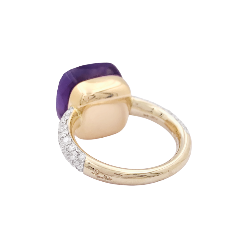 Pomellato two gold, diamonds and amethyst, "Nudo Maxi" collection.