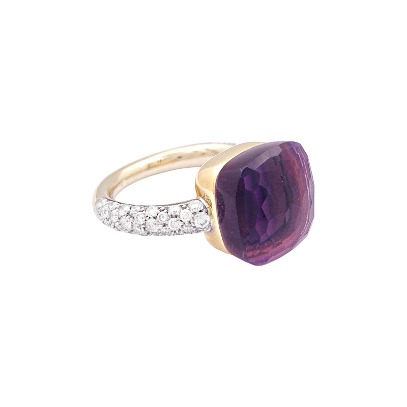 Pomellato two gold, diamonds and amethyst, "Nudo Maxi" collection.