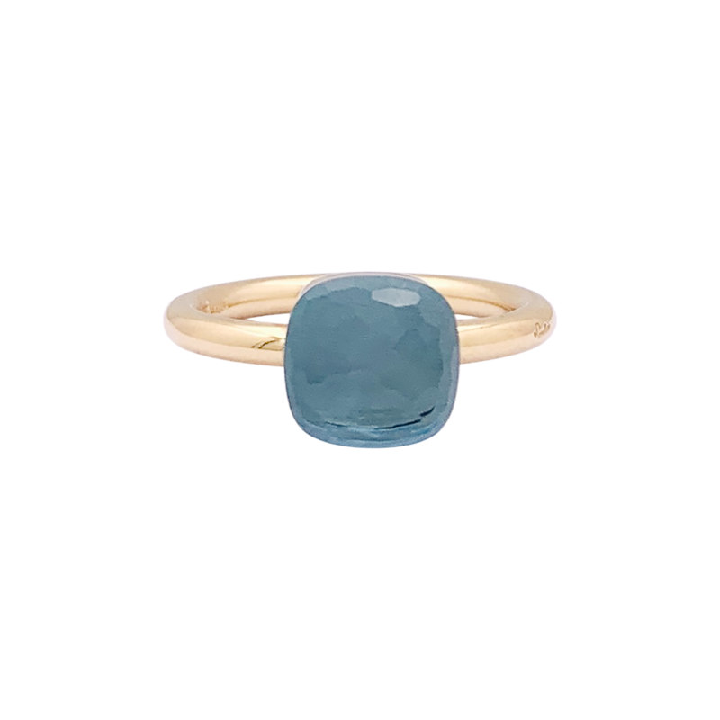 Bague Pomellato, "Nudo Petit", or rose, or blanc, topaze bleue.