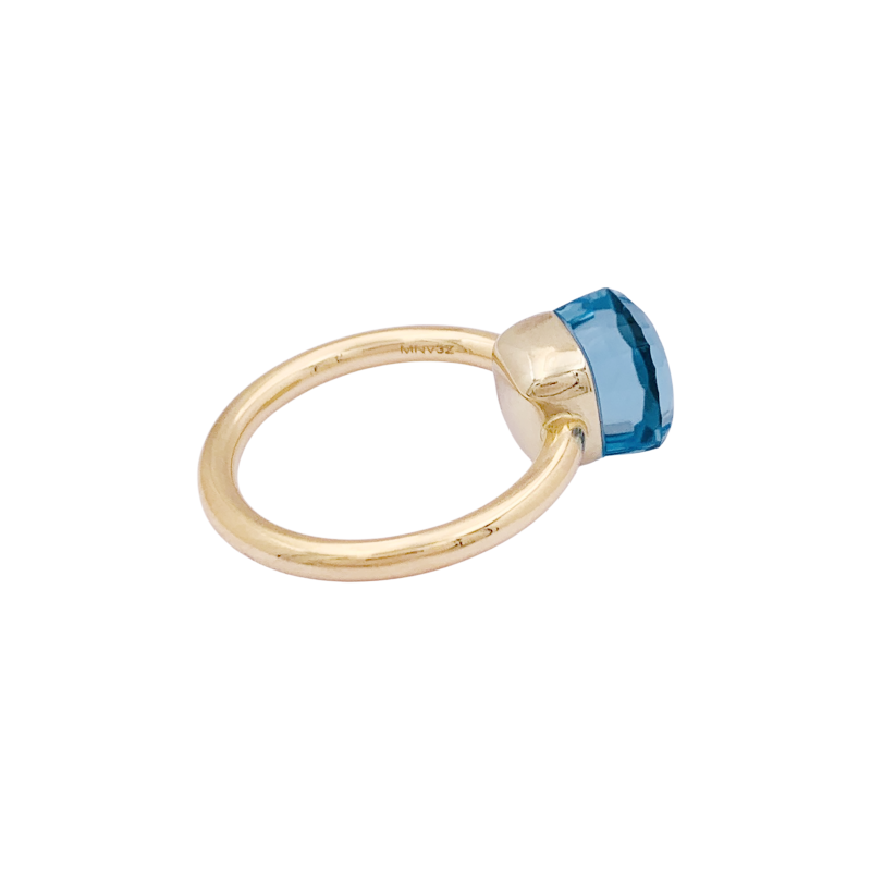 Bague Pomellato, "Nudo Petit", or rose, or blanc, topaze bleue.