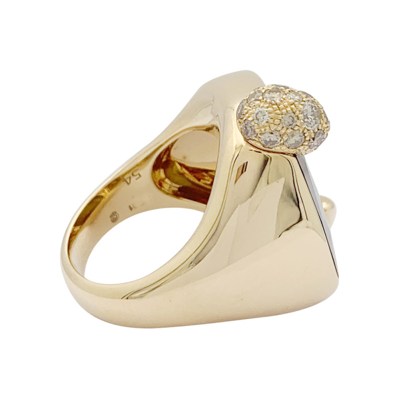 Pomellato "Ritratto" ring, rose gold, diamonds, tiger-eye.