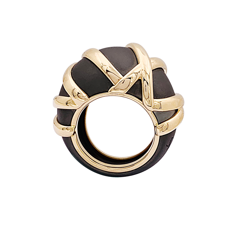 Pomellato "Titanio" gold and titanium ring.