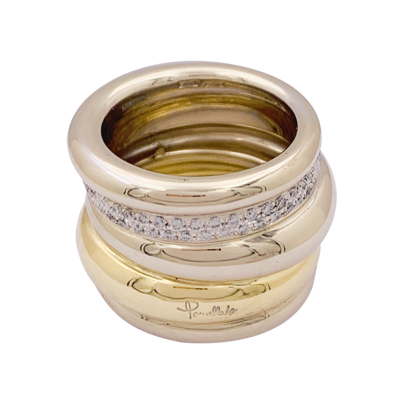 Pomellato two golds and diamonds ring, "Tubolare" collection.