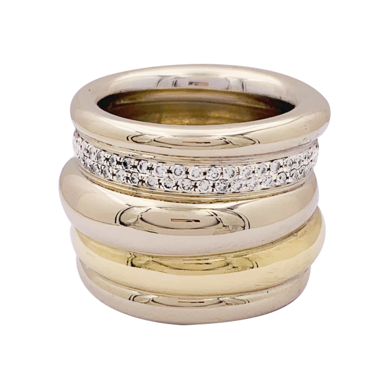 Pomellato two golds and diamonds ring, "Tubolare" collection.