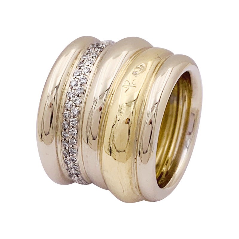 Pomellato two golds and diamonds ring, "Tubolare" collection.