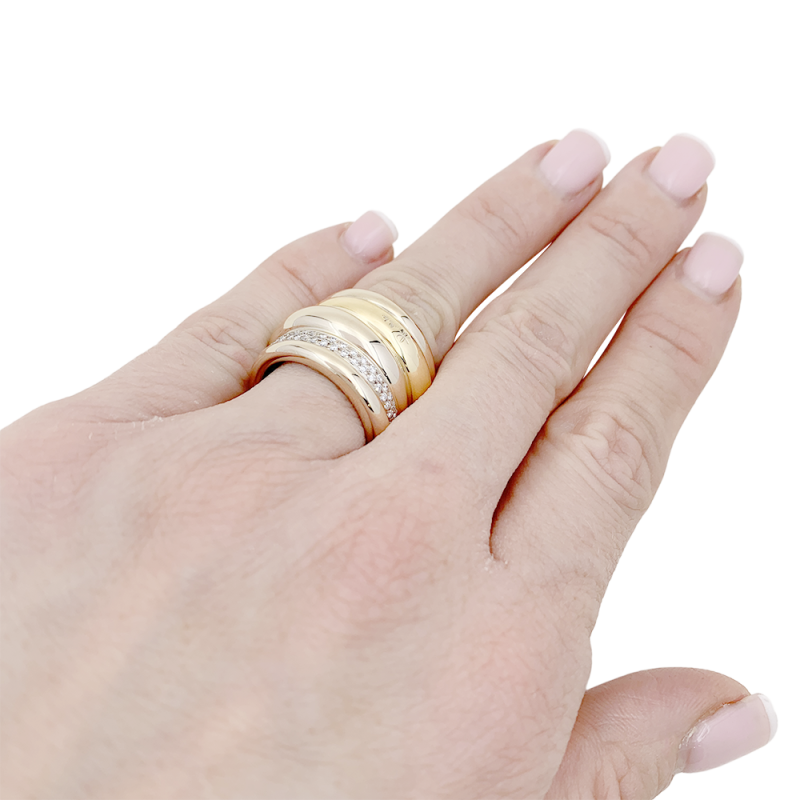 Pomellato two golds and diamonds ring, "Tubolare" collection.