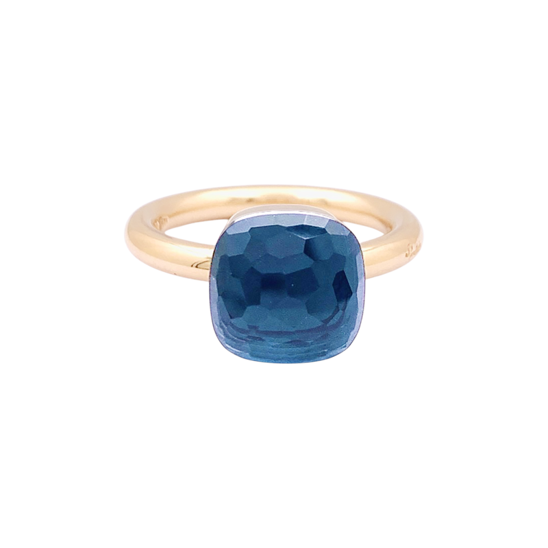 Bague Pomellato, « Nudo Classic», or blanc, or rose, topaze blue London.