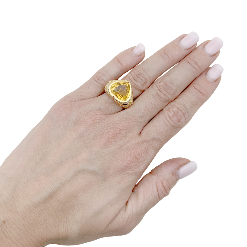 Bague Repossi "Coeur" or jaune, diamants, citrine.