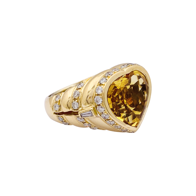 Bague Repossi "Coeur" or jaune, diamants, citrine.