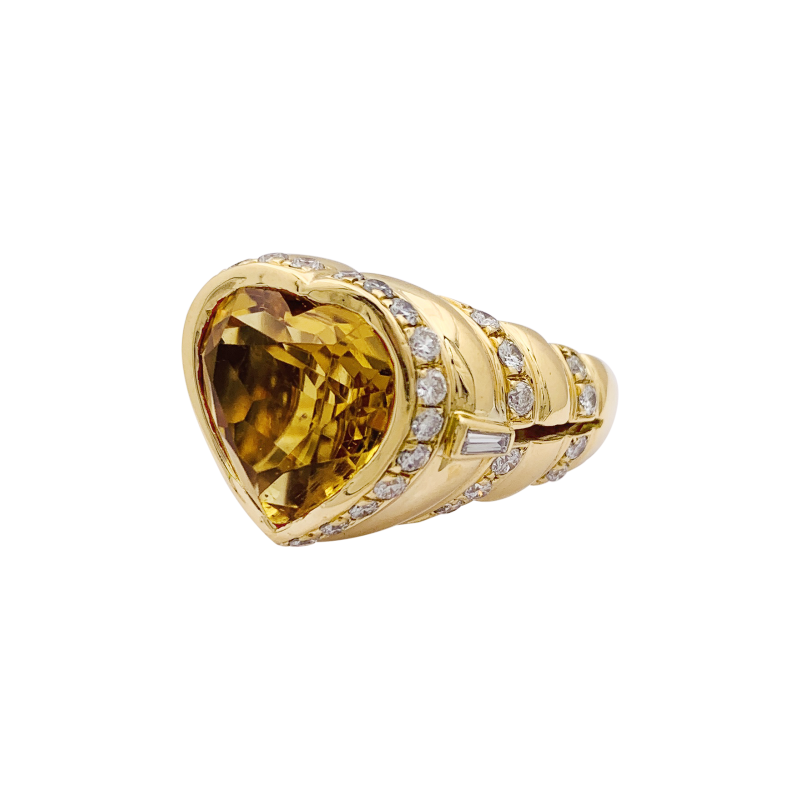 Bague Repossi "Coeur" or jaune, diamants, citrine.