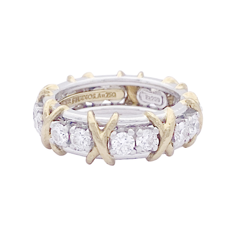 Bague Tiffany & Co. "Sixteen Stones Jean Schlumberger" or jaune, platine, diamants.