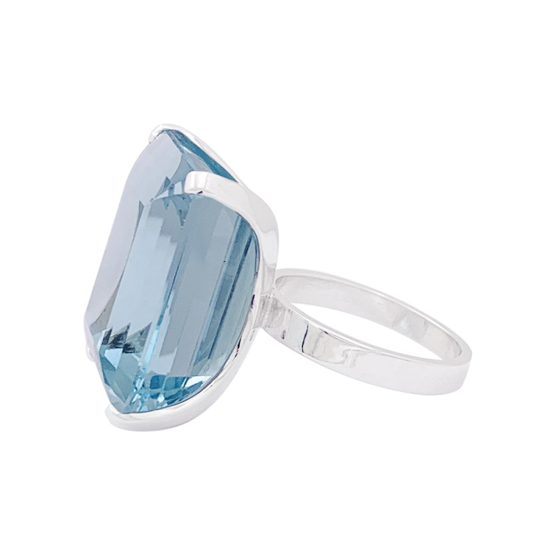 Bague or blanc, aigue-marine.