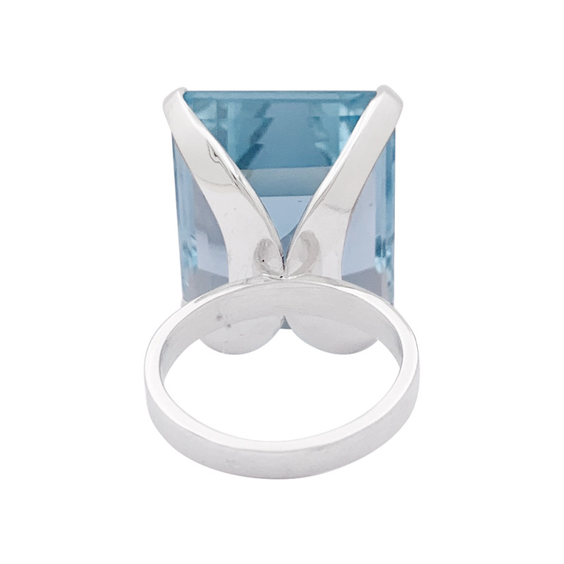 Bague or blanc, aigue-marine.