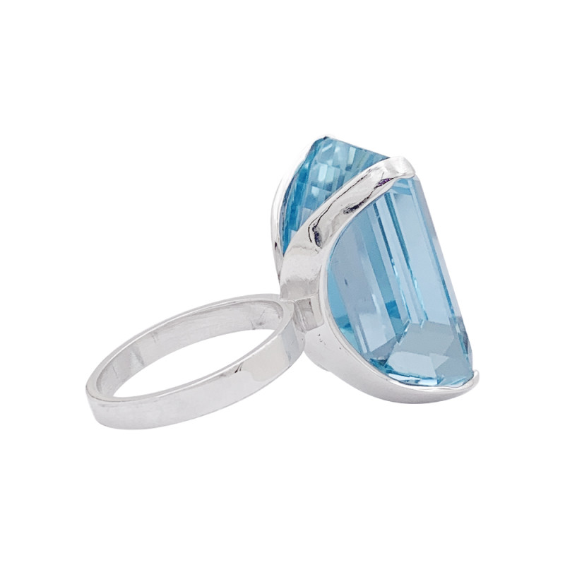 Bague or blanc, aigue-marine.