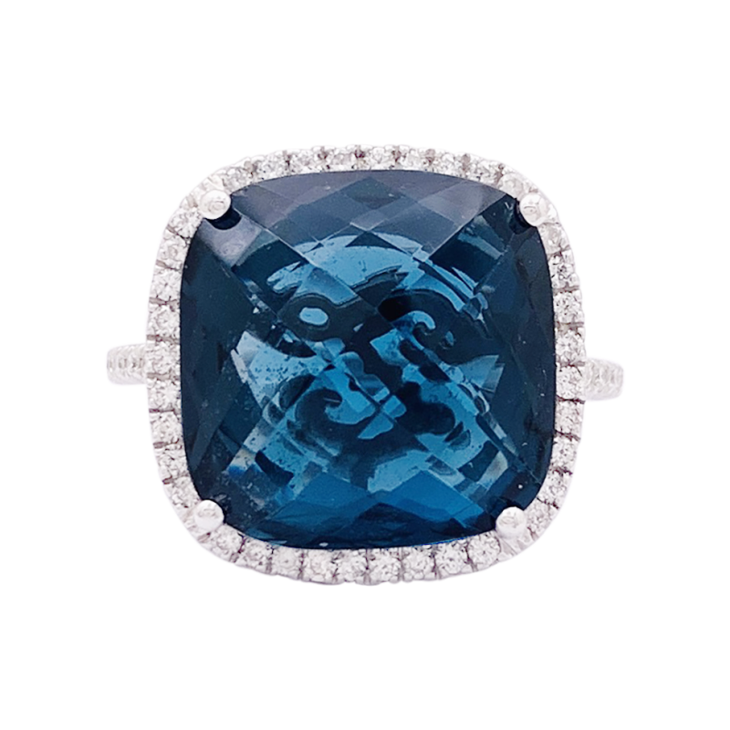 Bague or, topaze bleue, diamants.