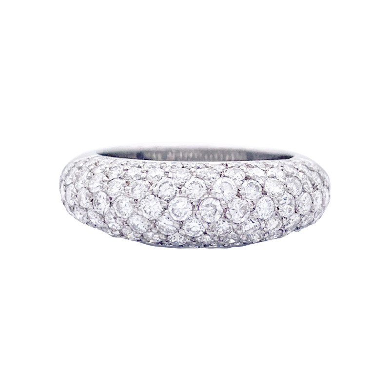 Bague pavage en or blanc, diamants.