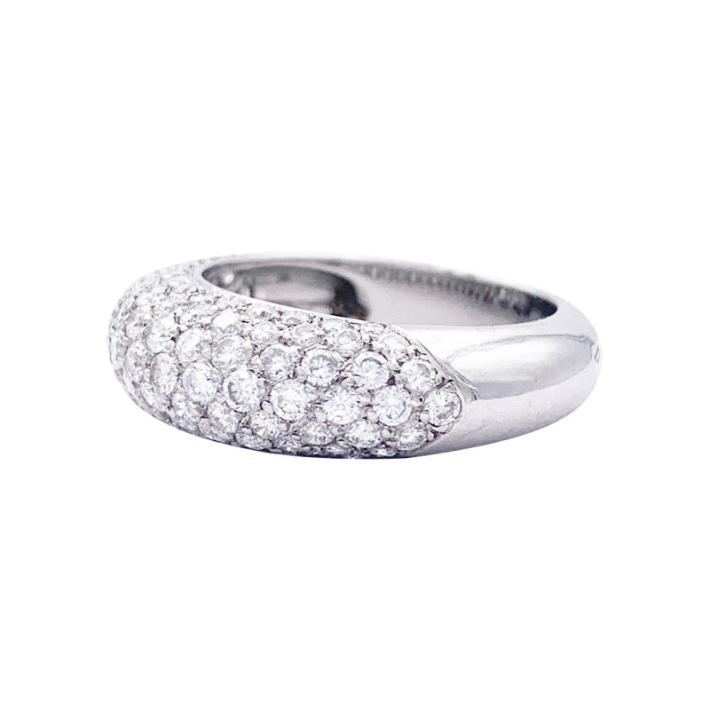 Bague pavage en or blanc, diamants.