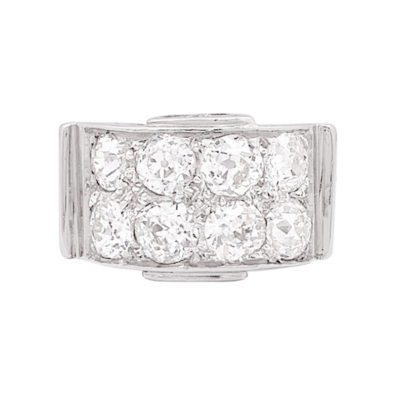 Bague platine, or blanc, diamants.