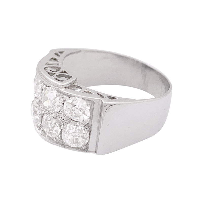 Bague platine, or blanc, diamants.