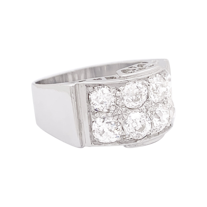 Bague platine, or blanc, diamants.