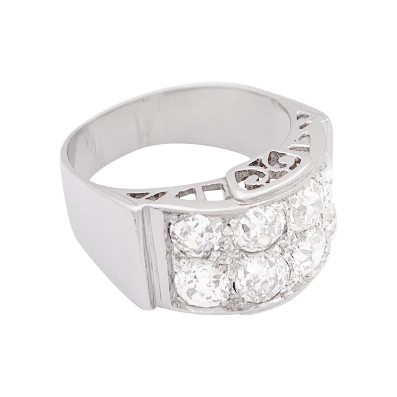 Bague platine, or blanc, diamants.