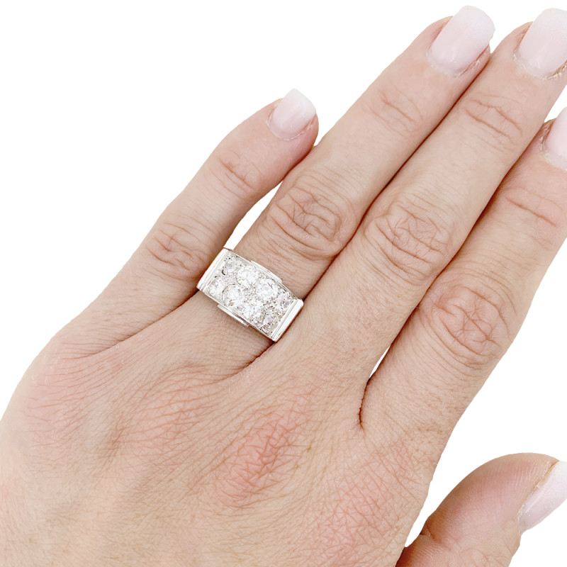 Bague platine, or blanc, diamants.