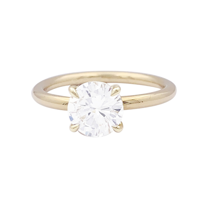 Yellow gold diamond solitary ring.