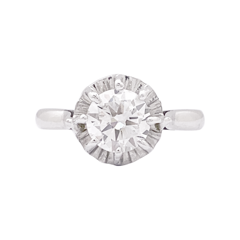 Bague solitaire platine, diamant.