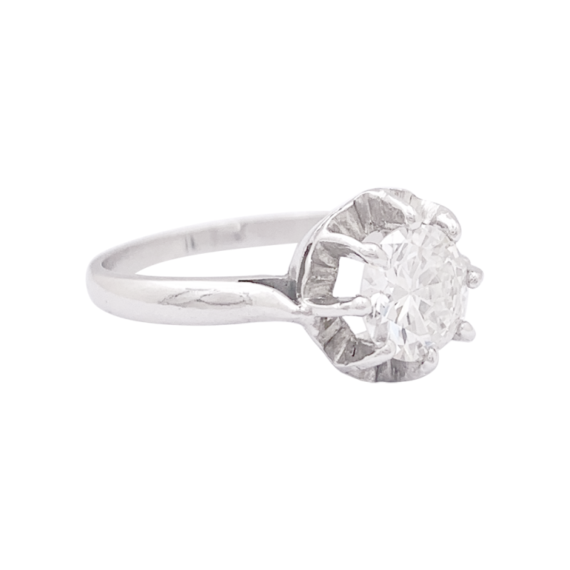 Bague solitaire platine, diamant.