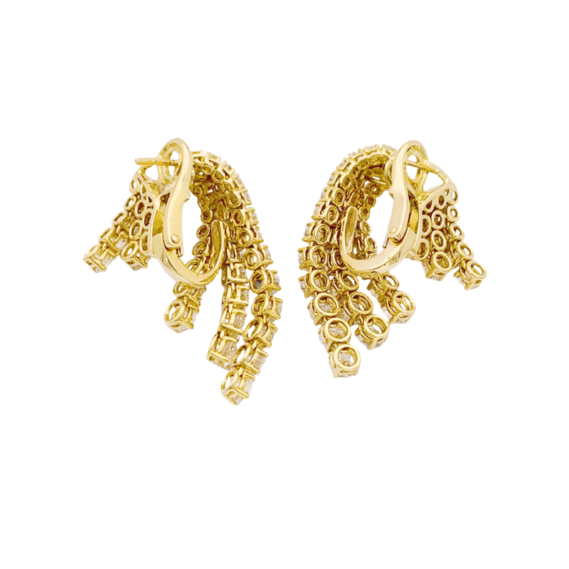 Vintage yellow gold earrings, diamonds.