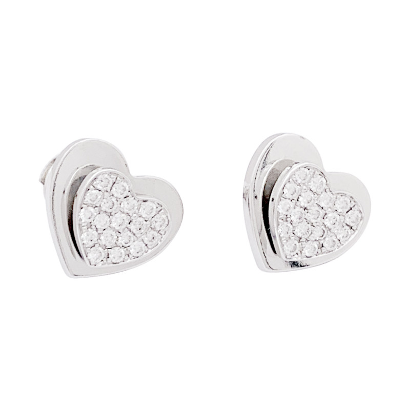 Boucles d'oreille Piaget "Coeur" or blanc, diamants.