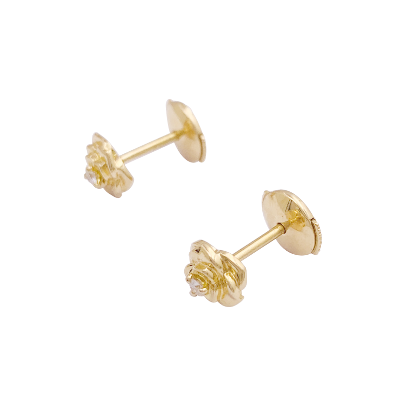 Boucles d'oreilles, "Rose Piaget", or jaune, diamants.