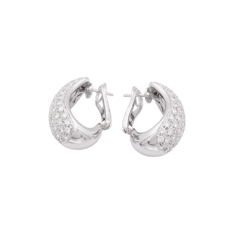 Boucles d'oreilles Chaumet, "Hommage à Venise", or blanc, diamants.