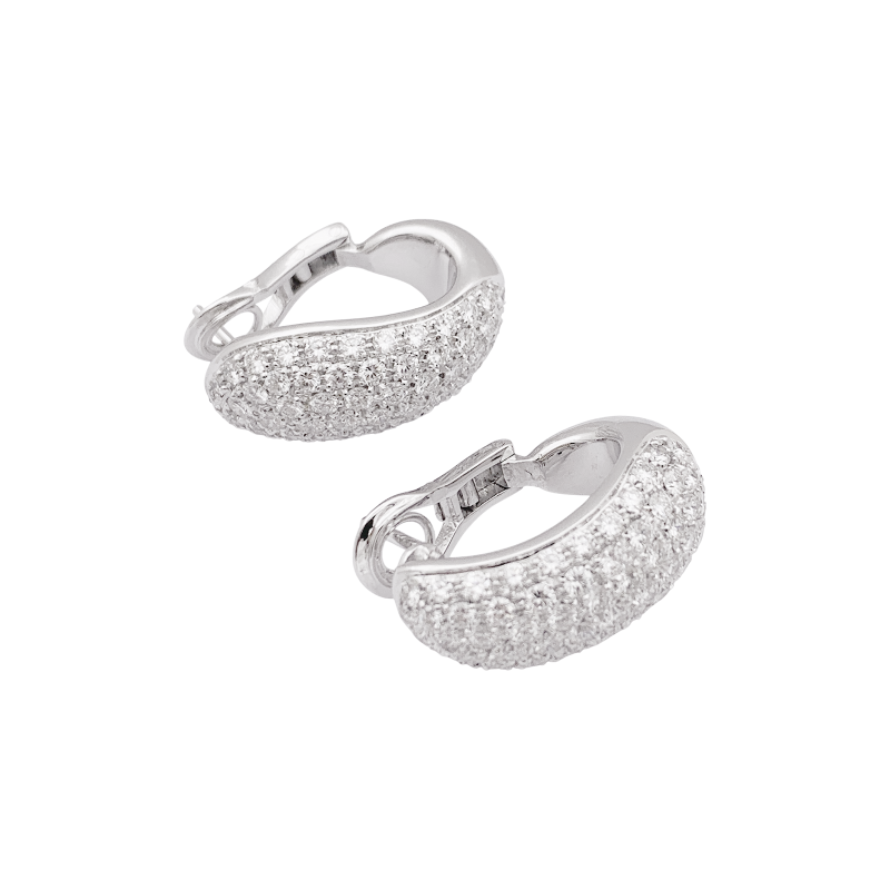 Boucles d'oreilles Chaumet, "Hommage à Venise", or blanc, diamants.