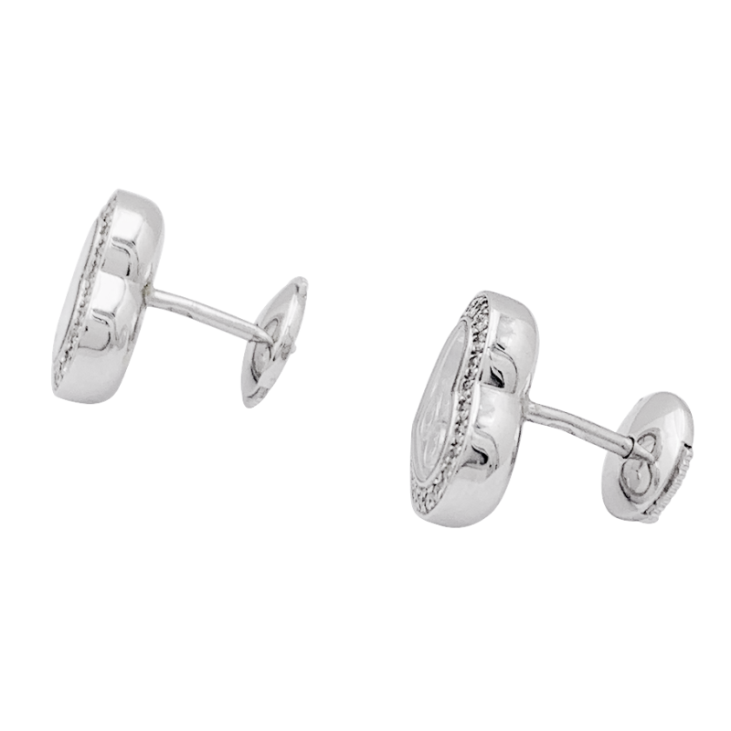 Boucles d'oreilles Chopard "Happy Diamonds" or blanc, diamants.