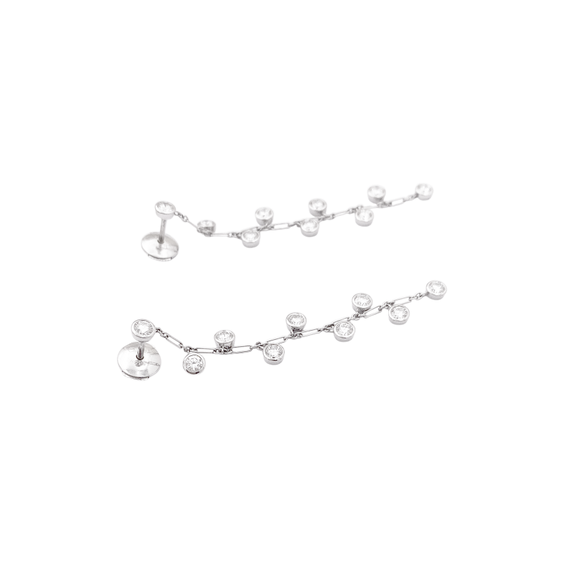 Boucles d'oreilles Dior "Baby diamants", or blanc et diamants.