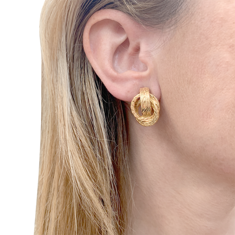 Boucles d'oreilles Hermès, "Noeuds marins", en or jaune.