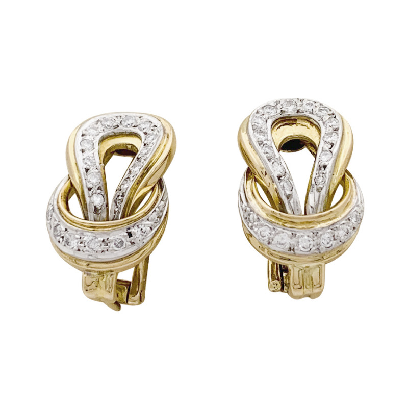 Boucles d'oreilles Lalaounis "Heracles Knot" deux ors, diamants.