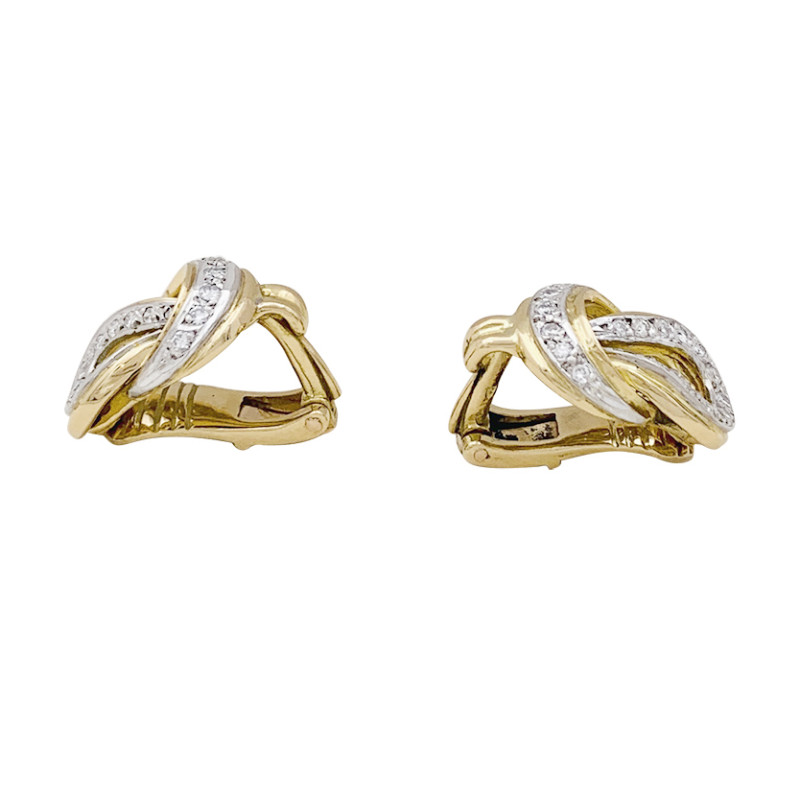 Lalaounis gold and diamonds "Heracles Knot" earrings.