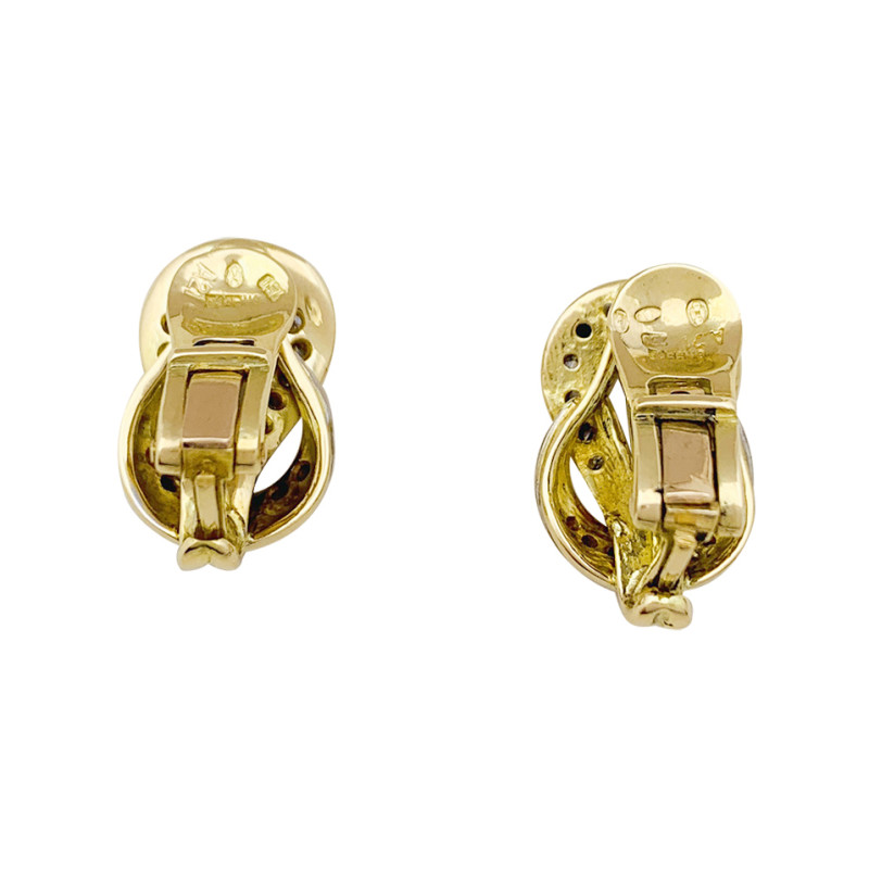 Boucles d'oreilles Lalaounis "Heracles Knot" deux ors, diamants.