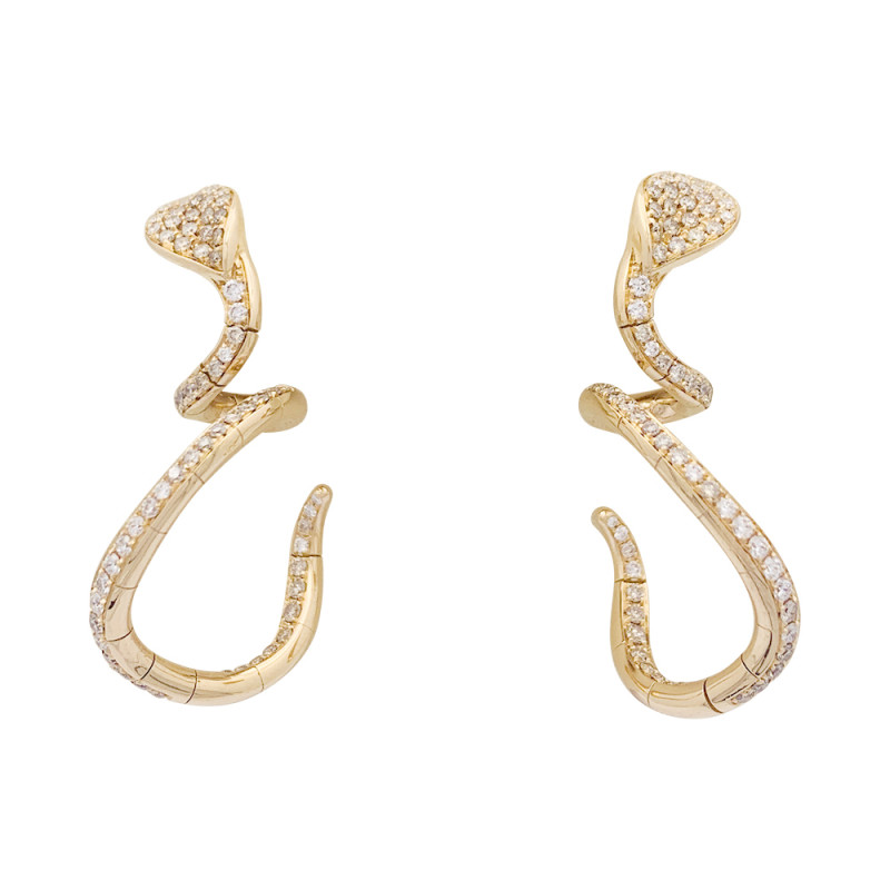 Boucles d'oreilles Pasquale Bruni "Snake" or rose, diamants.