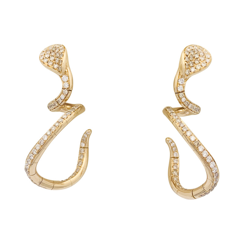 Boucles d'oreilles Pasquale Bruni "Snake" or rose, diamants.