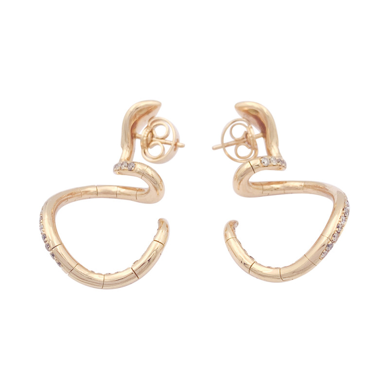 Boucles d'oreilles Pasquale Bruni "Snake" or rose, diamants.