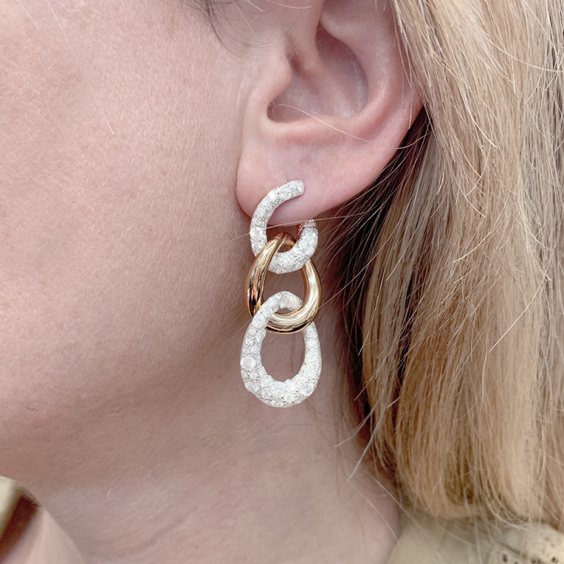 Pomellato diamonds, gold, silver earrings, "Tango" collection.