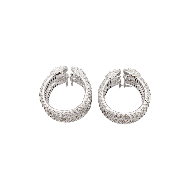 Boucles d'oreilles Repossi "Ophydienne", or blanc, diamants.