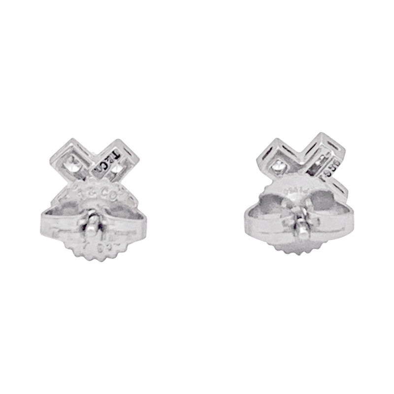 Tiffany & Co. platinum and diamonds "Cross" earrings.