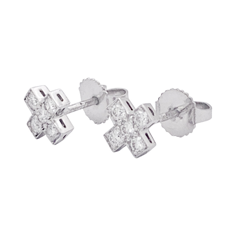 Boucles d'oreilles Tiffany & Co., "Croix", diamants, platine.