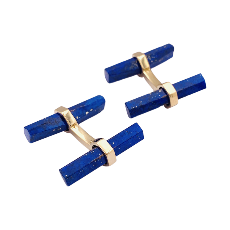 Boutons de manchette Cartier, or jaune, lapis lazuli.