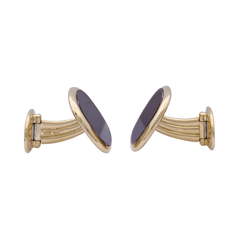 Patek Philippe pair of cufflinks yellow gold, lacquer "Ellipse".