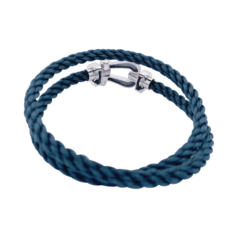 Bracelet Fred, "Force 10", en or blanc et acier.